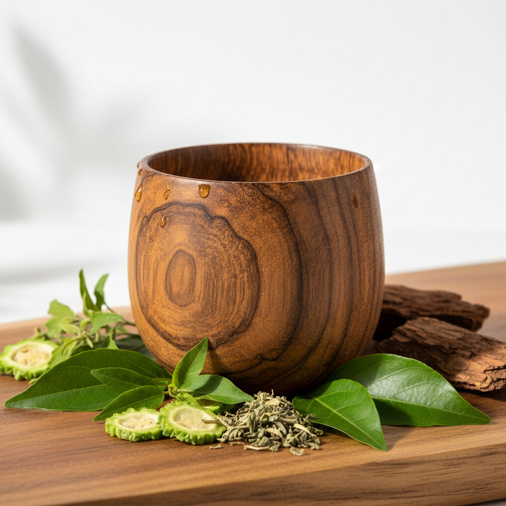 Ayurvedic Vijaysar Wood Sugar Control Glass made from natural wood