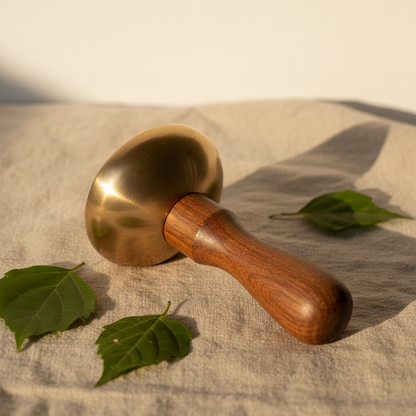 Ayurvedic Kansa bronze scalp and body massager with wooden handle